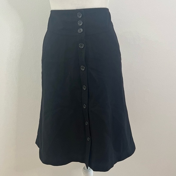 BANANA REPUBLIC Wool Blend Front Button A-Line Skirt - Picture 2 of 4